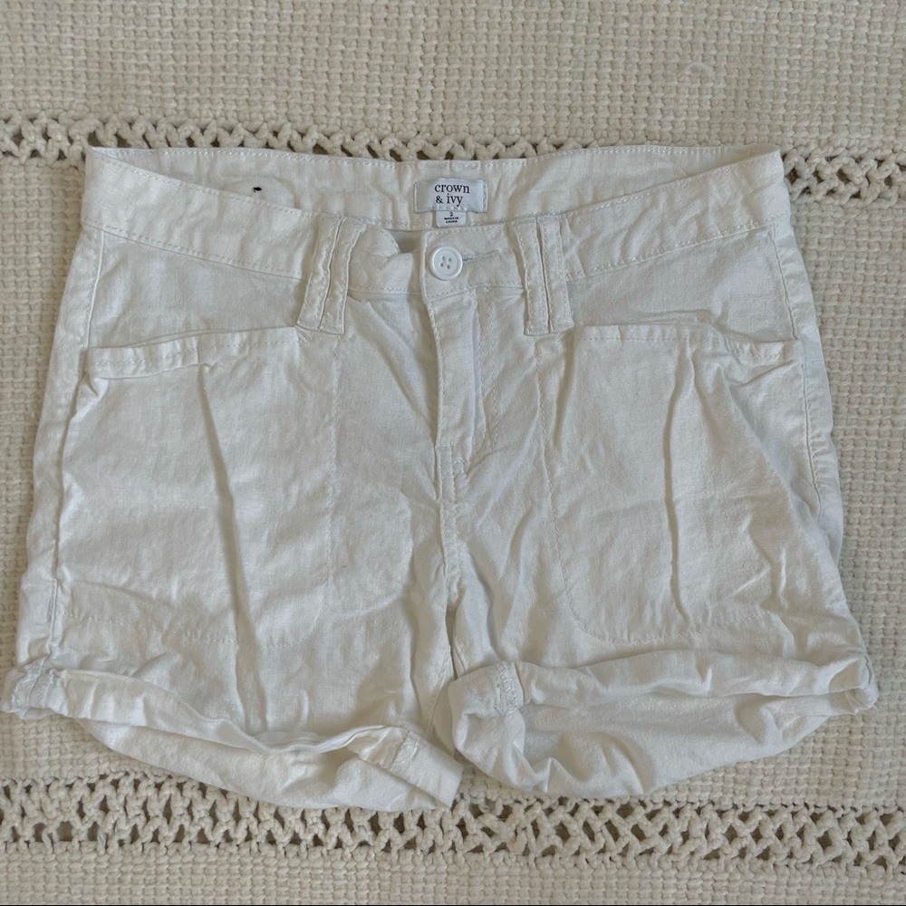 White Linen Shorts
